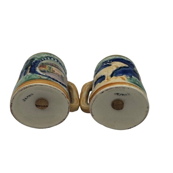 Vintage Reno Ceramic Salt & Pepper Shaker Mugs With Scenic Design - Picture 6 of 6